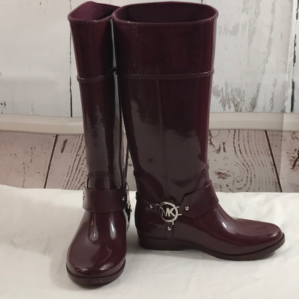 Burgundy Michael Kors rain boots